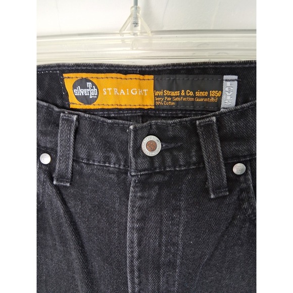 Vintage 90s Levis Silver Tab Straight Jeans Black Size 32X31 Indie Sleaze Grunge - Picture 3 of 6
